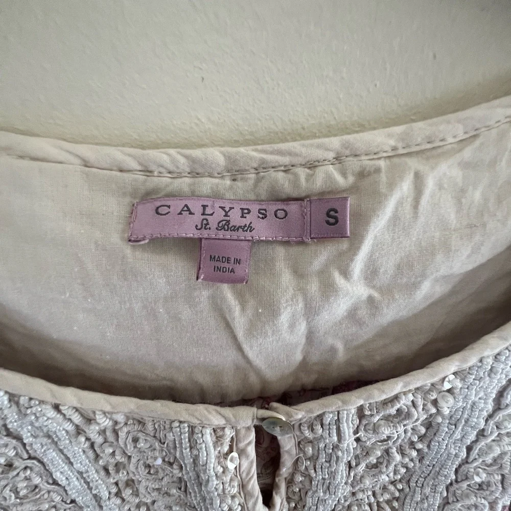 Calypso St. Barth Beige pink and cream with lace and beaded details. - Picture 5 of 11